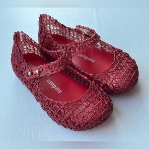 Mini Melissa Campana Flats Glitter Red Toddler Girl size 8